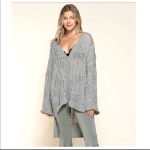 Boho Pol Grey knit Cardigan